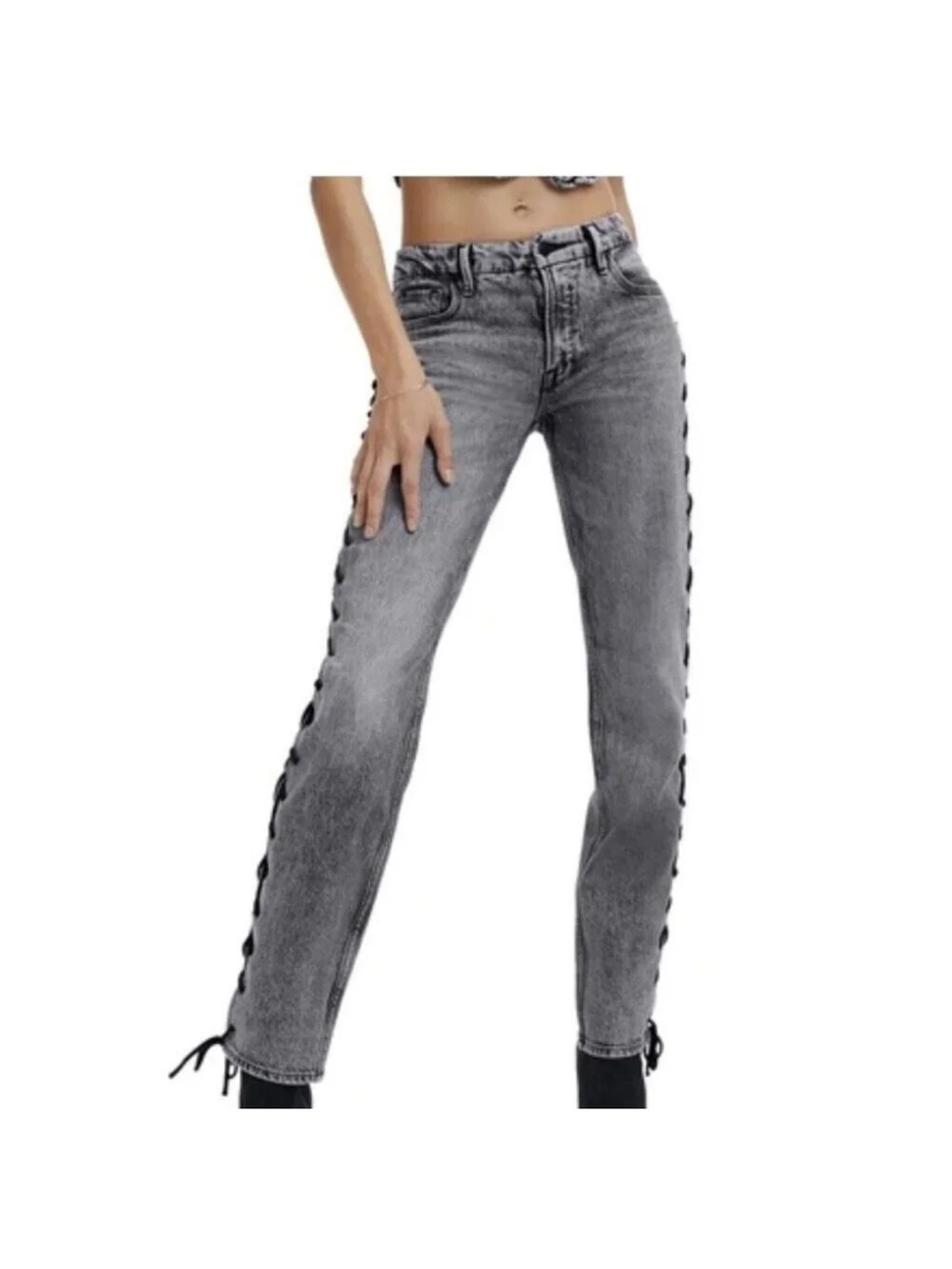Good American | Good Icon Lace-Up Jeans, size 4 - Picture 2 of 11